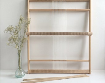 Weaving Loom XXL with heddle bar, stand (optional) and rotating warp bars / Frame Loom / Weefraam