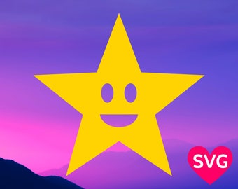 Smìling Star SVG file, Happy Star Clipart PDF Printable, Cute Star DXF, Stars svg files for Cricut, Star Silhouette, Funny Star clip art png