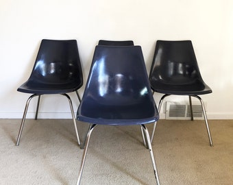 mid century fiberglass shell chairs Krueger set of 4