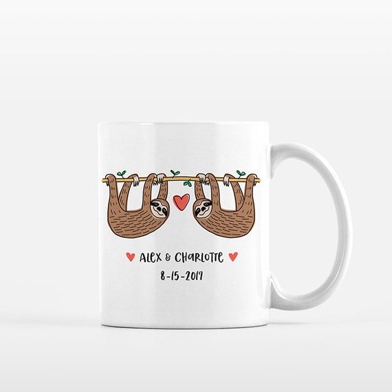 Sloth Mug Personalized Anniversary Gift for Men Women Boyfriend Girlfriend Unique Wedding Gift for Couple Mug Engagement Gift Coffee Mug
