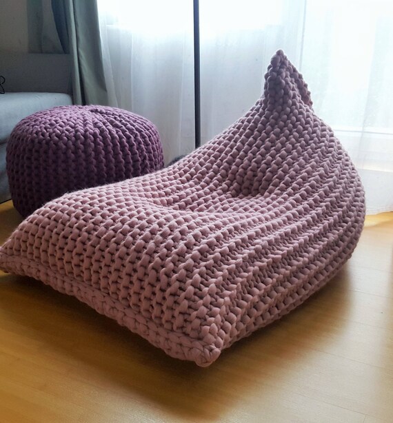 large knit bean bag