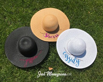 Embroidered Personalized Floppy Sun Hat, Personalized Floppy Hat, Summer Hats, Beach Hat, Embroidered Beach Hats, Honeymoon Beach Hat