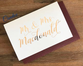 Personalised Wedding Card | Congratulations | Custom | Names | Mr & Mrs | Customised | Wishing Well Card | Foiled Card | Rose Gold