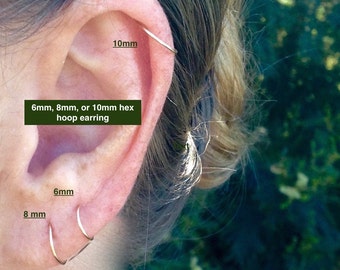 Helix Piercing Cartilage Hoop Earring - Thin Small Hoop Earring - Rose Gold 6mm 8mm Ear Hug Hoop - Small Cartilage Earring