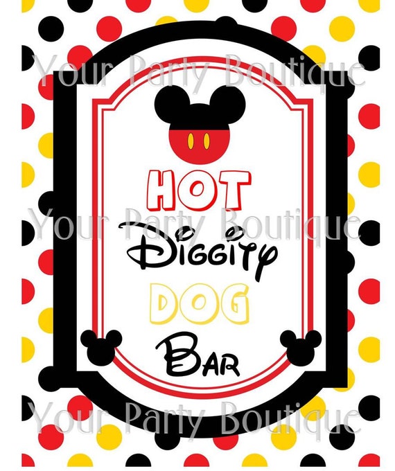 Mickey Mouse Hot Diggity Hot Dog Bar Sign Mickey Mouse Hot Diggity Hot Dog Bar Sign