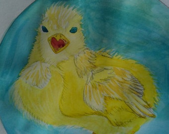 Chick (original, one of a kind, watercolor 9"x12")