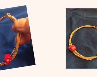 Upcycled Guitar String Bangle with Skull