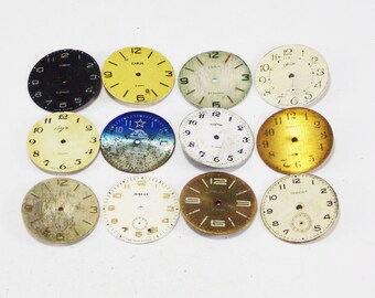 Mens watch clockwork faces collage old supplies vintage watch dials mixed media metal watch steampunk face style engraved decor scrapbooking