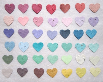 Flower Seed Paper Confetti Hearts Wedding Favors - Plantable Paper Hearts - Red Pink Coral and more - 100+