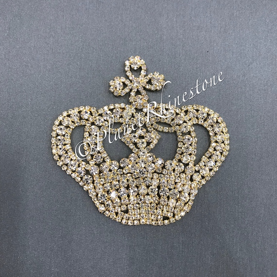 Gold Medium Rhinestone Crown Applique #AS-04