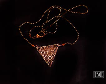 Pink reversible triangle pendant