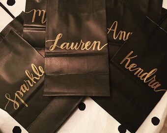 Party gift bags | party bags | custom gift bag | wine glass bag | welcome gift bags| black and gold bags | party favor bag| wedding gift bag