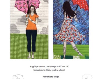 Appliqué Quilt Pattern - Umbrella Girls 2 - Digital Download