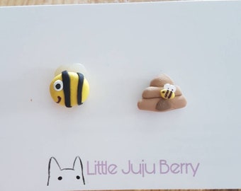 Bee & Hive Polymer Clay Studs