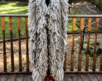 Double Fringed Grey Scarf