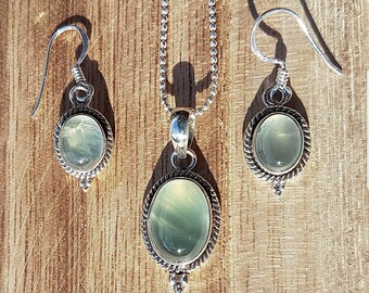 Jewelry set 925 solid sterling silver necklace with Murano earrings