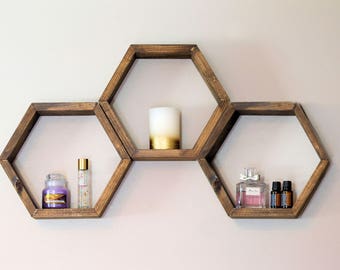 Honeycomb Shelf, Honeycomb Shelves, Hex Shelves, Hexagon Shelves, Geometric Shelf, Floating Hex Shelf, Floating Honeycomb Shelf (SET OF 3)