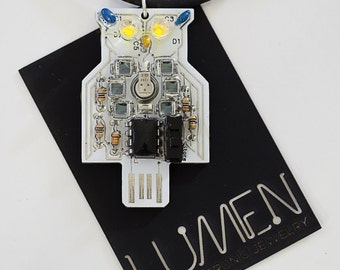 INTERMEDIATE KIT - Make your own Blinking Owl Solar Powered Electronic Circuit Board Jewelry. Item 5001-30