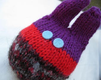 Gothy Lavender Bunny - Handspun, handknit sachet plushie