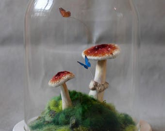A Walk in the Woods - 3D Hand Embroidered Bell Jar