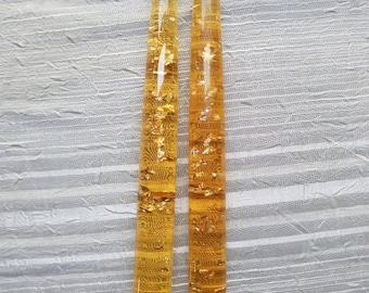 Vintage Set of 2 Acrylic Lucite with Flecks Decorative Candles 1950s