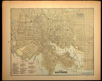 Baltimore Map Baltimore Street Map Maryland Late 1800s