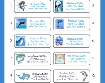 DOLPHIN Personalized Return ADDRESS Labels, Sets of 30, Your Choice of Design