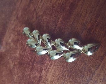 Vintage Brass Brooch, Brass Leaf Brooch, Spring Buds Brooch, 1990s