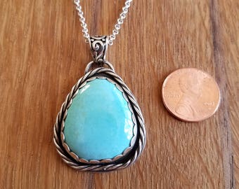 Sterling Silver and Blue Gem Mine turquoise pendant
