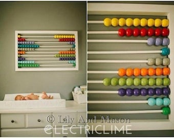 Nursery Decor, Nursery Wall Art, Wood Nursery Decor, Wooden Abacus, Rainbow Wall Art, Colorful Wall Art, Modern Nursery Art, Modern Decor