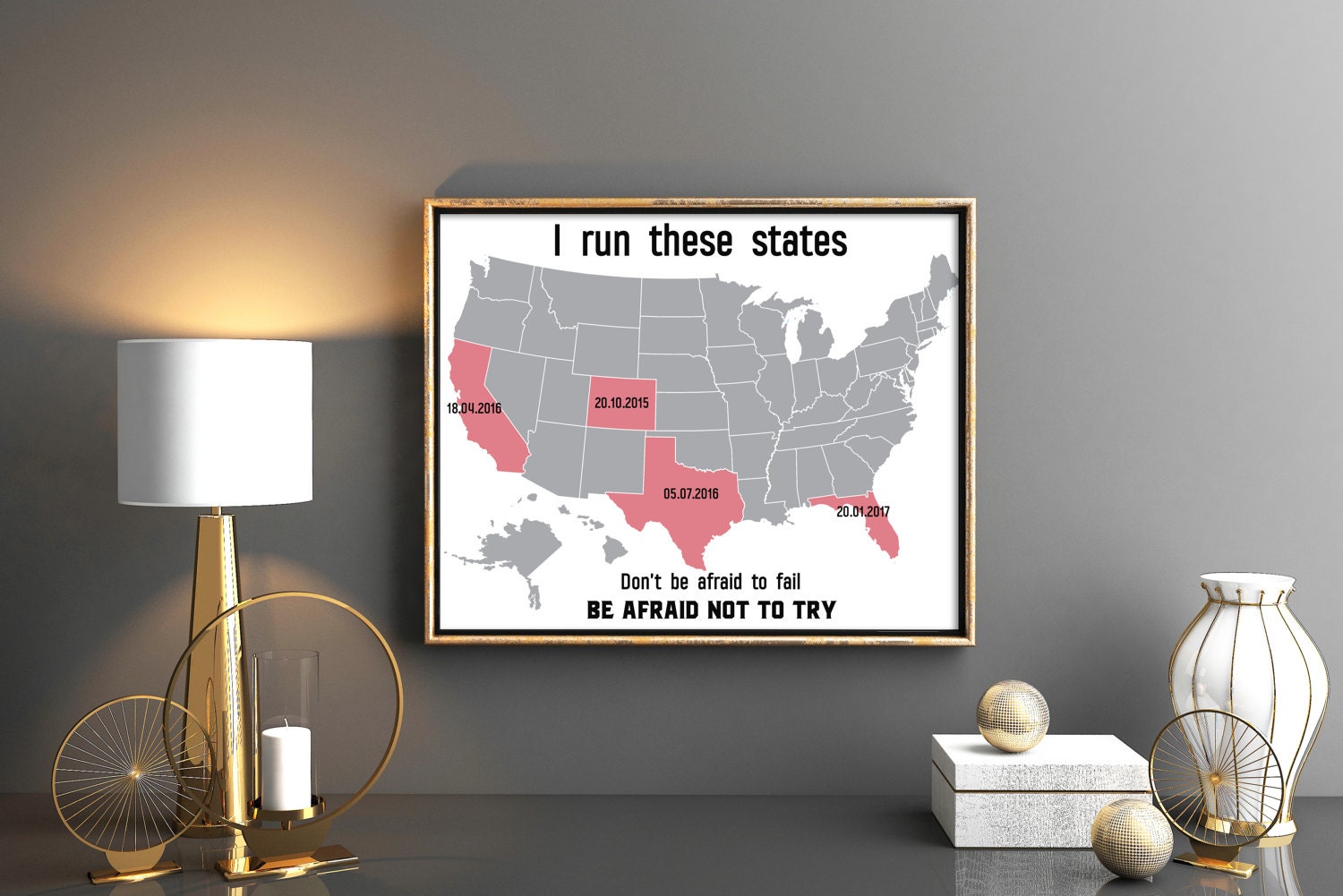 50 states marathon map 50 states half marathon map Gifts for