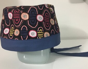 Scrub hat aboriginal fabric