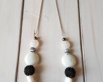 Black and white beaded/chain combo necklace