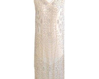 1920s Flapper Dress, 20s Beaded Dress, 1920s Dress, Art Deco, Flapper Wedding Dress