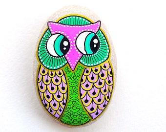 Hand Painted Stone Owl *Sassi dell'Adriatico (Adriatic Sea)