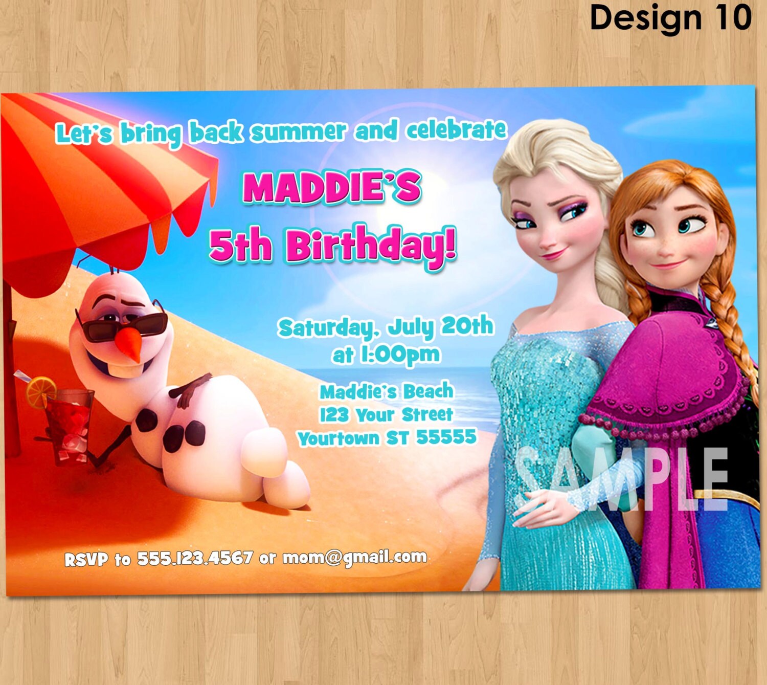 Frozen Summer Birthday Invitation Frozen Summer Invitation