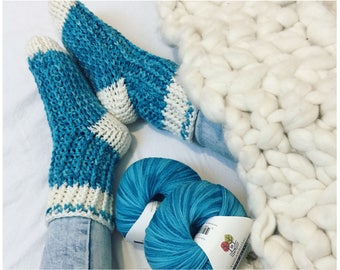 Slipper Socks Crochet Pattern - Crochet Pattern for Socks - Itty Bitty Ribbed Slipper Socks Crochet Pattern by MJ's Off the Hook Design