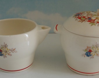 TRIUMPH- LIMOGES.- La Hour. Creamer and Sugar Container. Made in USA. American Limoges