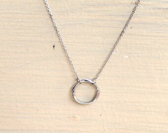 Minimalist Stainless Steel 316L Twisted Circle Necklace, Karma Necklace, Circle of Life Stainless Steel Necklace