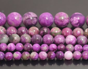 You Pick Top Quality Purple Sugilite Crystal Gemstone 4mm 6mm 8mm 10mm Round Loose Beads 15.5" #GF2