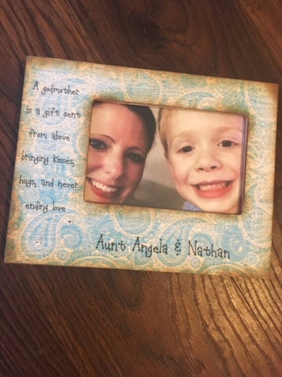 Godmother Picture Frame Personalized Damask Gift For Godparent