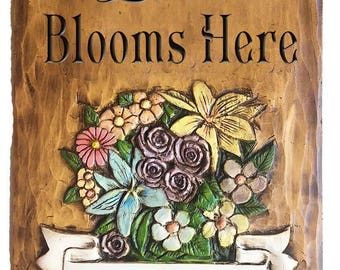 Love Blooms Here Personalized Sign