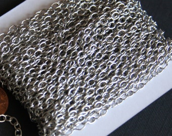 10ft of Antiqued Silver Plated chain round cable chain 4x5mm soldered links