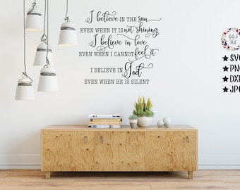 I Believe In The Sun Svg, I Believe In God Svg, Christian Svg, Dining Room Svg, God, Living Room Svg, Svg, Png, Jpg, Dxf, Cricut, Silhouette