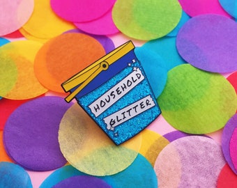 Household Glitter Bucket Enamel Pin - Positivity - Crafting Badge - The Unbreakable Kimmy Schmidt
