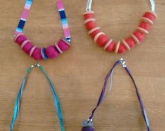 Felt and button necklaces