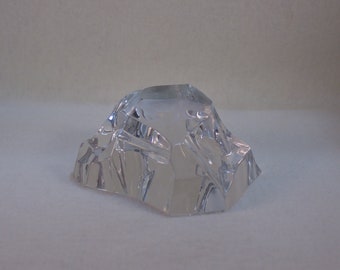Val St. Lambert Crystal Iceberg Paperweight with Cow Impression