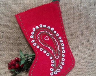 Christmas stocking red embroidery