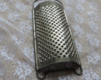 Vintage Grater Vintage Kitchen Tool Metal Cheese Grater Food Grater Metal and Worn for Kitchen Decor Curved and Flat Metal Food Grater