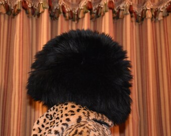 Genuine Tuscan Lamb Skin Black Fur Hat - Made in Italy - Excellent Vintage Condition